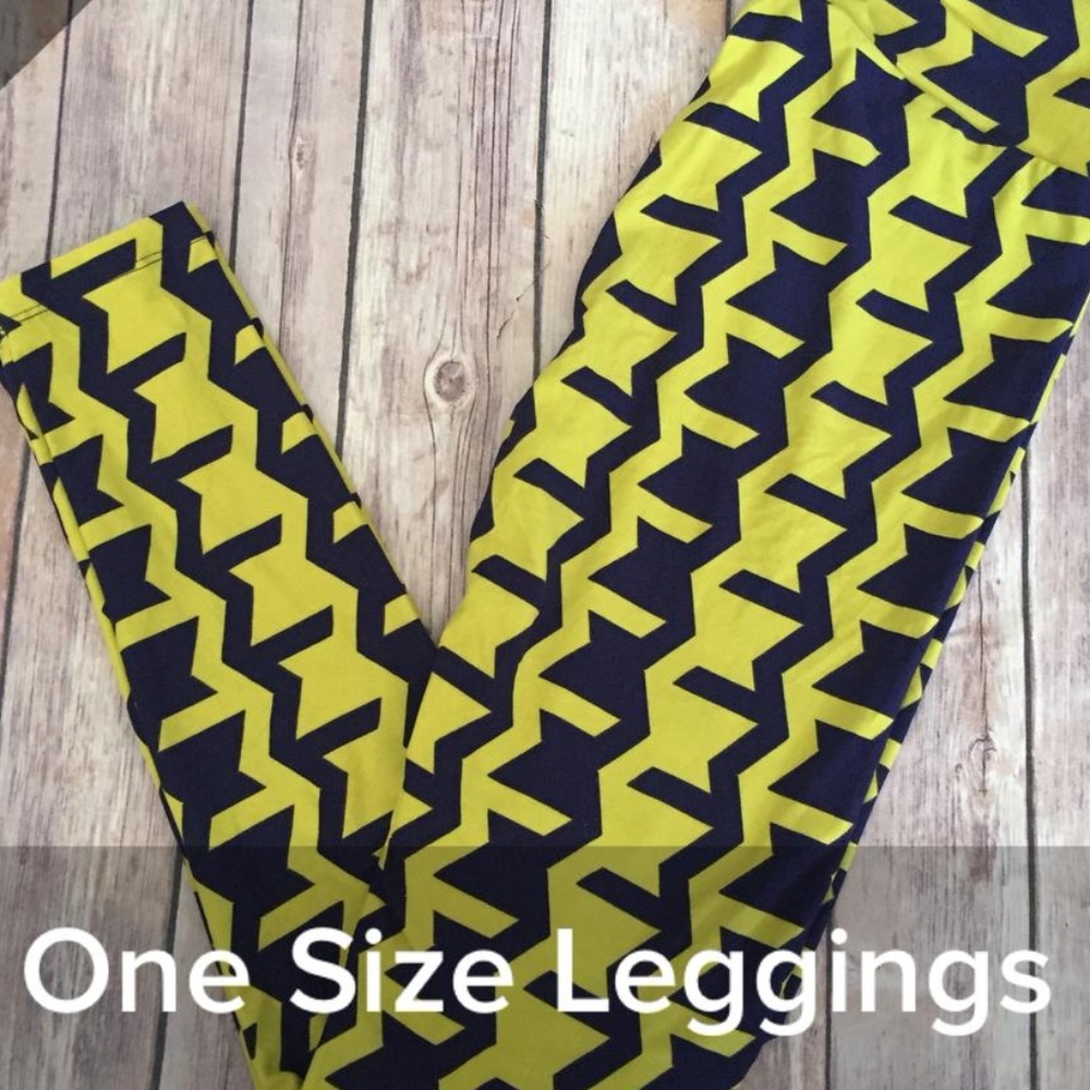 LuLaRoe OS Leggings-Blue and Yellow